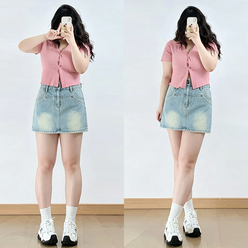 胖mm特大码女装辣妹风修身短裙女
