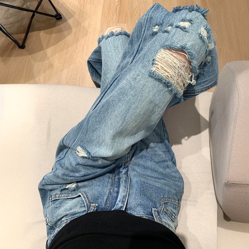 特大码女装宽松显瘦遮肉牛仔裤女
