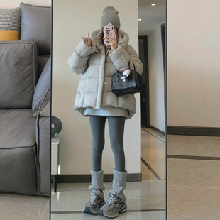 300斤大码 休闲学院风加厚面包服外套女胖mm宽松保暖连帽棉服 女装