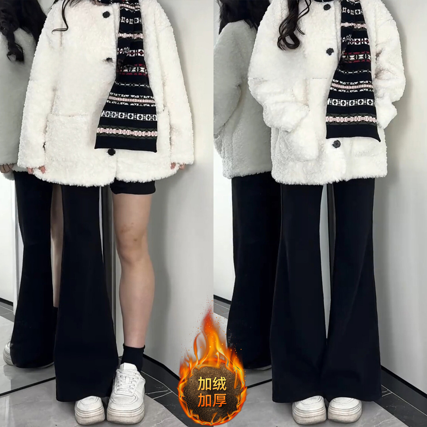 300斤大码女装美式黑色加绒牛仔裤女胖mm设计感弹力加厚喇叭裤子,女装/女士精品,大码裤装,淘宝优惠券,粉丝福利购,淘宝优惠卷