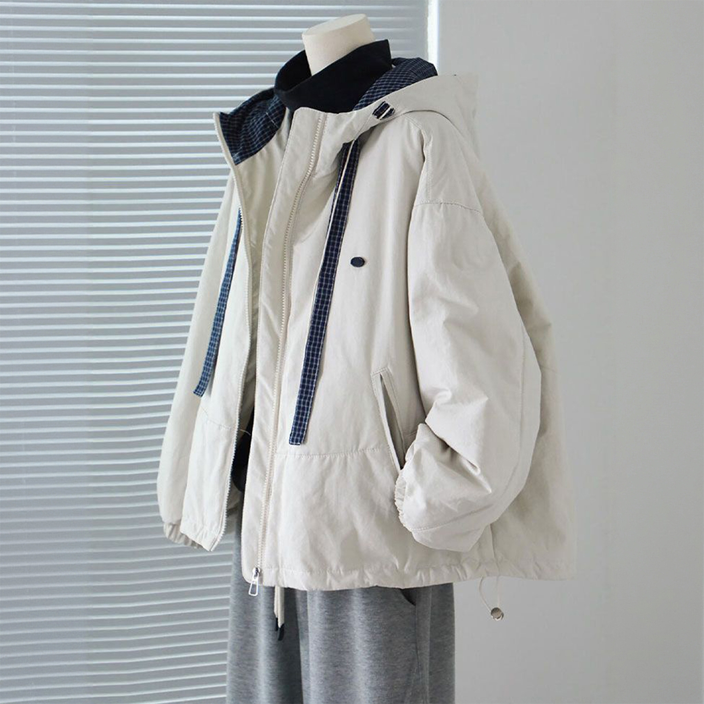 300斤特大码格子拼接夹棉棉服女