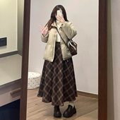 时尚 300斤大码 女装 百搭毛呢半身裙女胖mm早秋美拉德慵懒风a字裙子