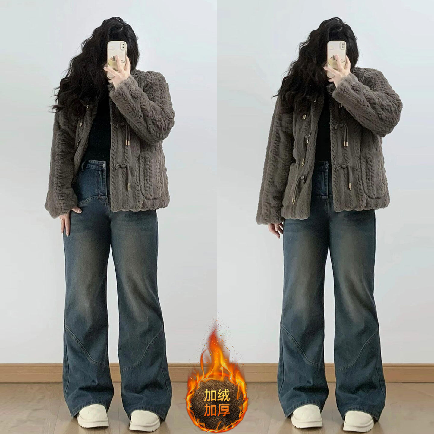 大码胖mm美式穿搭加绒加厚牛仔裤女秋冬新款宽松bf慵懒风阔腿裤子,女装/女士精品,大码裤装,淘宝优惠券,粉丝福利购,淘宝优惠卷