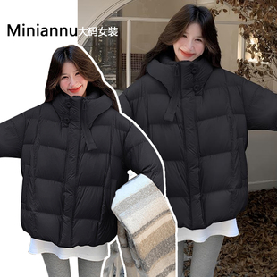 大码 韩系超好看羽绒棉服 胖mm黑色高级感气质保暖厚外套女2025冬季