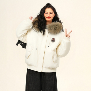 派克服外套女胖mm宽松加厚保暖棉服 韩系连帽工装 300斤特大码 女装