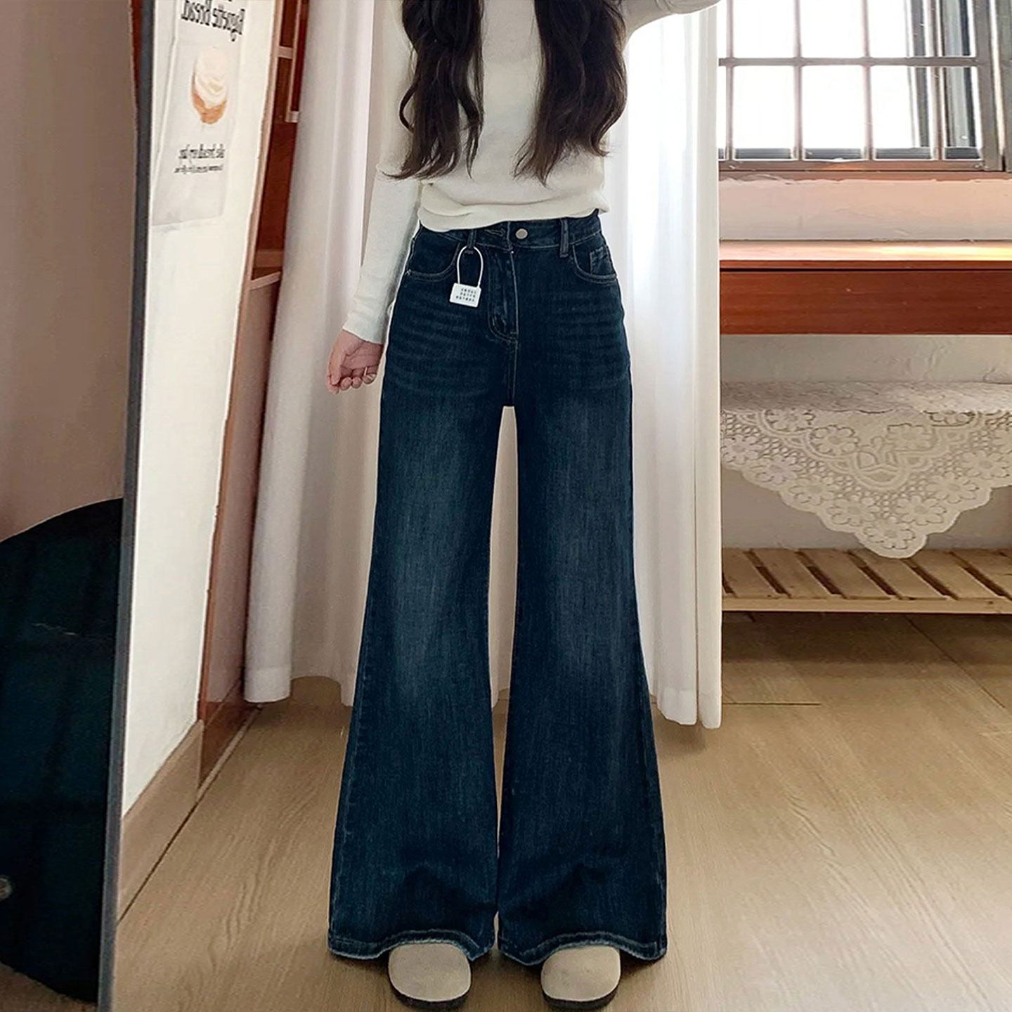 大码女装胖mm显瘦遮肉喇叭裤女裤