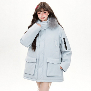 保暖宽松休闲百搭加厚外套 胖mm韩系超好看羽绒棉服女冬季 大码 女装