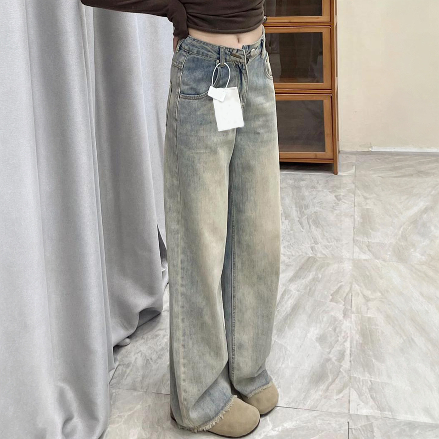 300斤特大码女装韩版学院风牛仔裤女胖mm宽松设计感毛边阔腿裤子,女装/女士精品,大码裤装,淘宝优惠券,粉丝福利购,淘宝优惠卷
