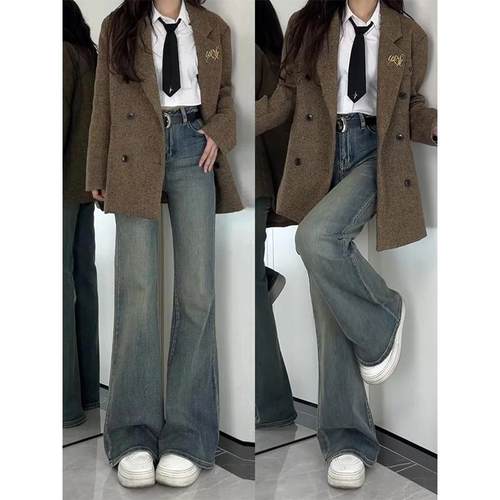 300斤大码女装美式高街牛仔裤女