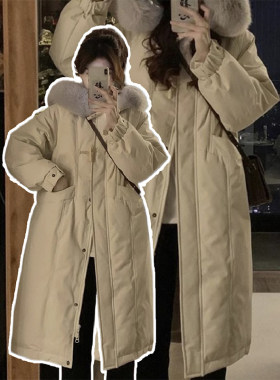大码韩版ins高级感毛领连帽棉服