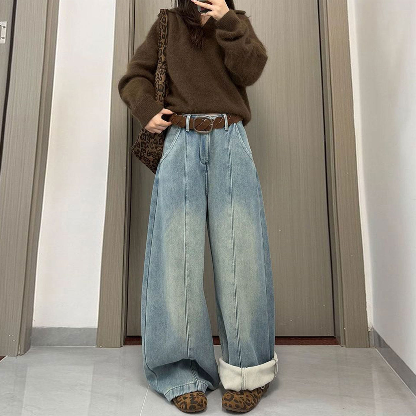 大码女装高级感百搭高腰直筒裤女