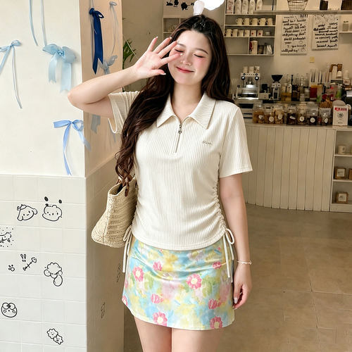 特大码胖mm慵懒风百搭减龄短袖女