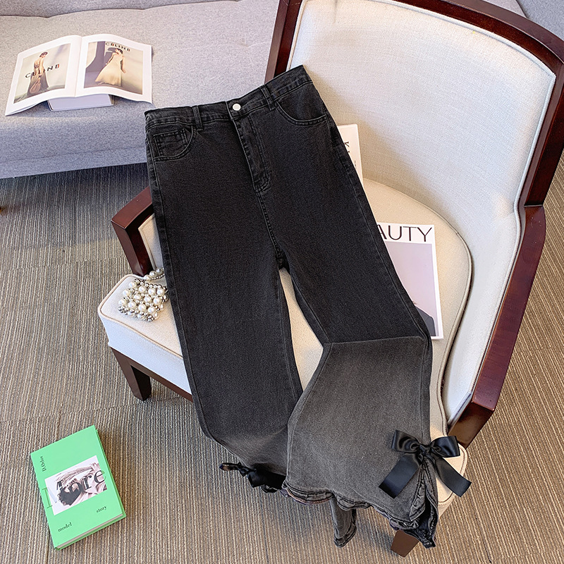 特大码女装美式高街甜酷牛仔裤女