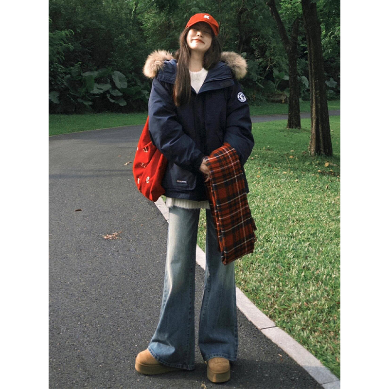 特大码学院风ins加厚保暖派克服