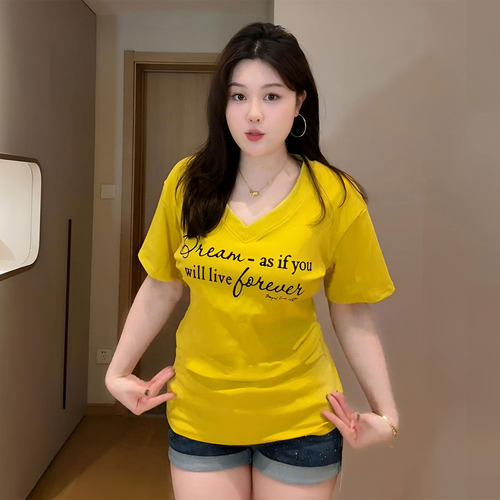 特大码胖mm纯欲风时尚百搭短袖女