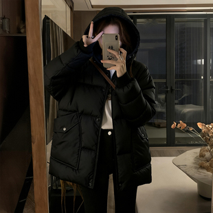 大码 胖mm黑色百搭显瘦棉服上衣女宽松休闲风保暖加厚棉衣外套 女装