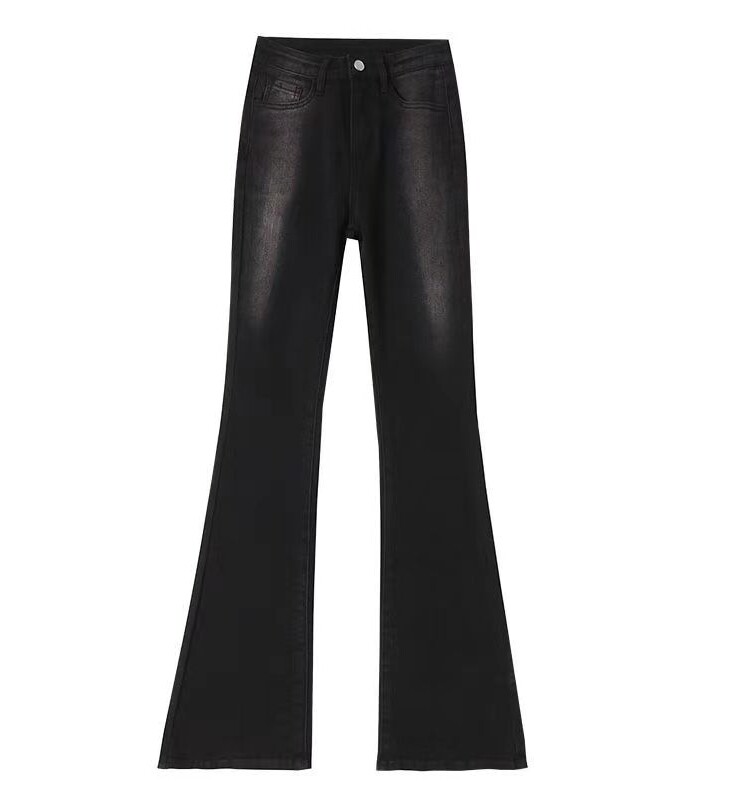 KING SIZE WOMENS BLACK FLARED PANTS WOMENS SUMMER 2024 NEW CHUBBY MM THIN FLARED PANTS JEANS