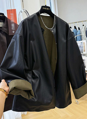 300斤特大码美式慵懒风皮衣外套女胖mm黑色设计感两面穿夹克上衣