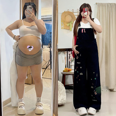 300斤特大码复古学院风背带裤女