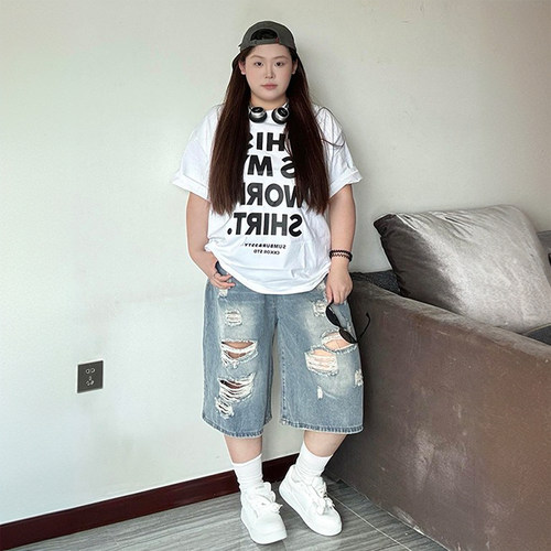 300斤大码女装韩版休闲风中裤子