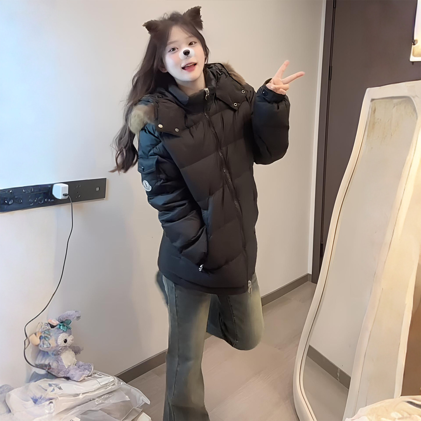 300斤大码女装学院风减龄黑色棉服女胖mm高级感连帽面包服厚外套,女装/女士精品,大码棉服,淘宝优惠券,粉丝福利购,淘宝优惠卷