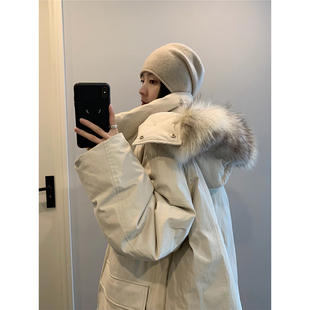 派克棉服女胖mm时尚 大毛领工装 洋气高级感棉衣外套 女装 300斤大码