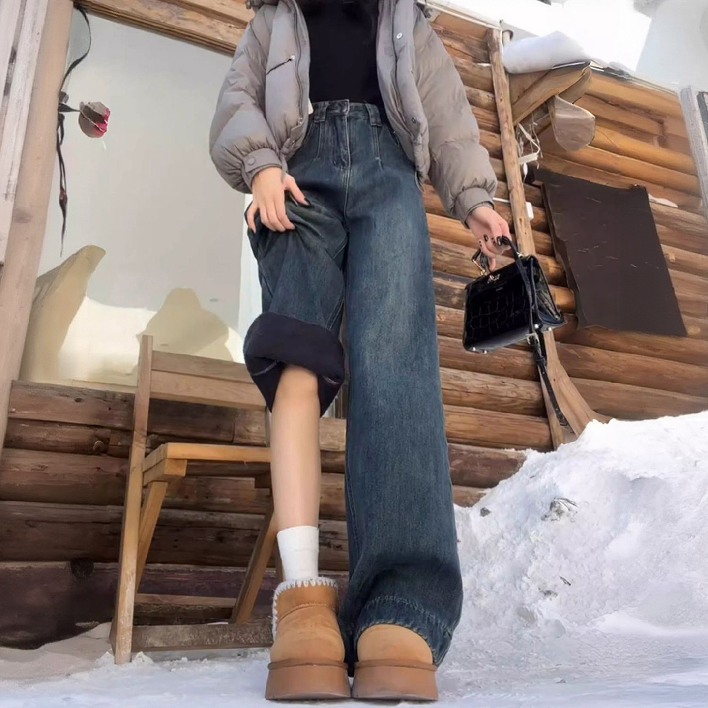 300斤大码女装美式高街牛仔裤女