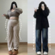 型超好看 复古版 牛仔裤 女2026新款 子 大码 胖mm高腰宽松直筒裤 女装