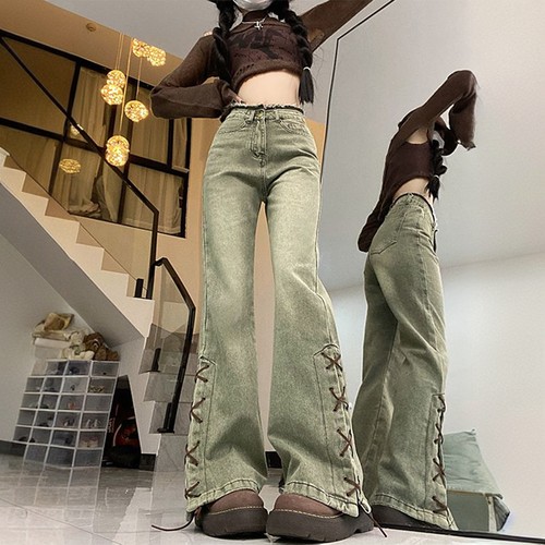 300斤大码美式复古甜辣牛仔裤女