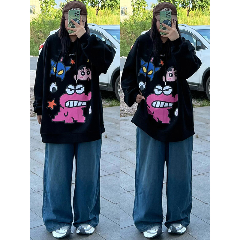 特大码美式ins设计感百搭卫衣女