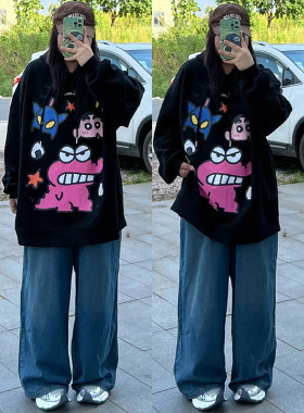 特大码美式ins设计感百搭卫衣女