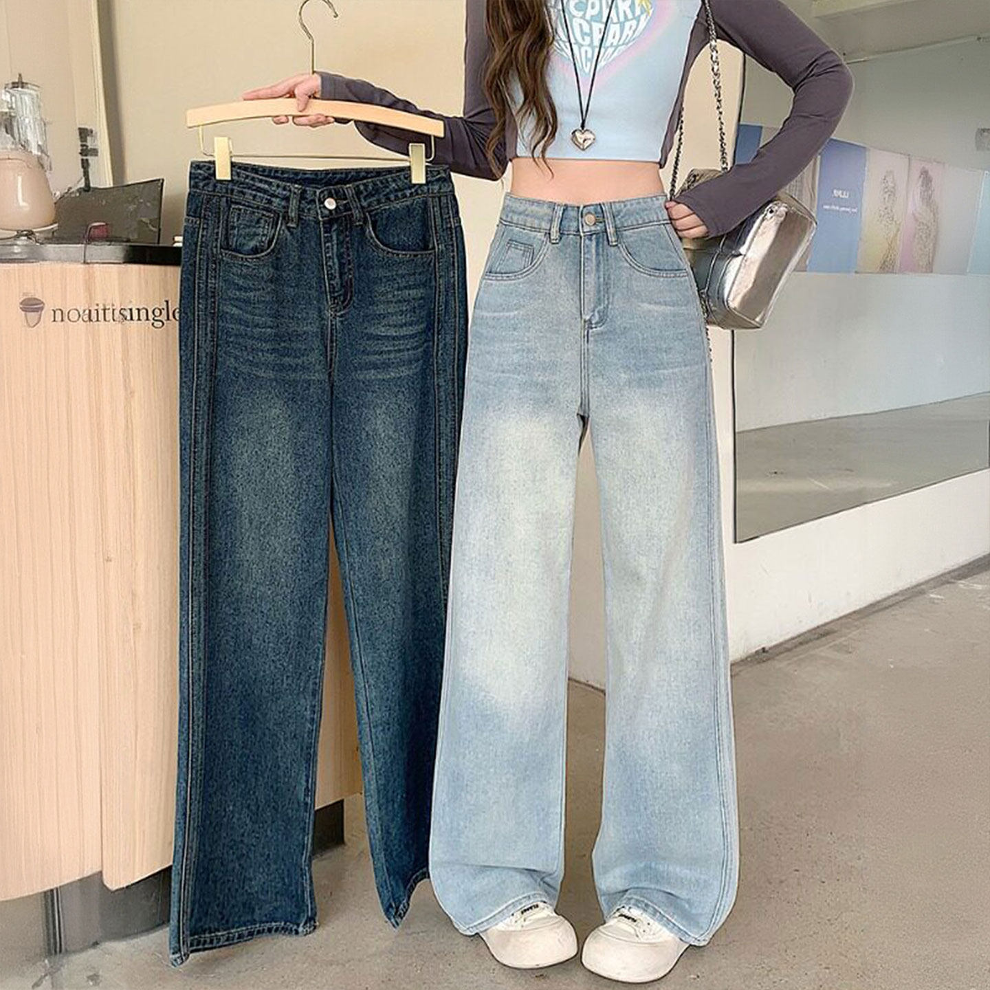 大码女装浅蓝色牛仔裤女新款胖mm显瘦裤子梨型身材粗腿宽胯直筒裤,女装/女士精品,大码裤装,淘宝优惠券,粉丝福利购,淘宝优惠卷