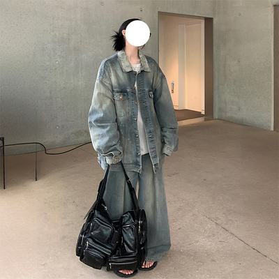 300斤特大码韩版复古牛仔外套女