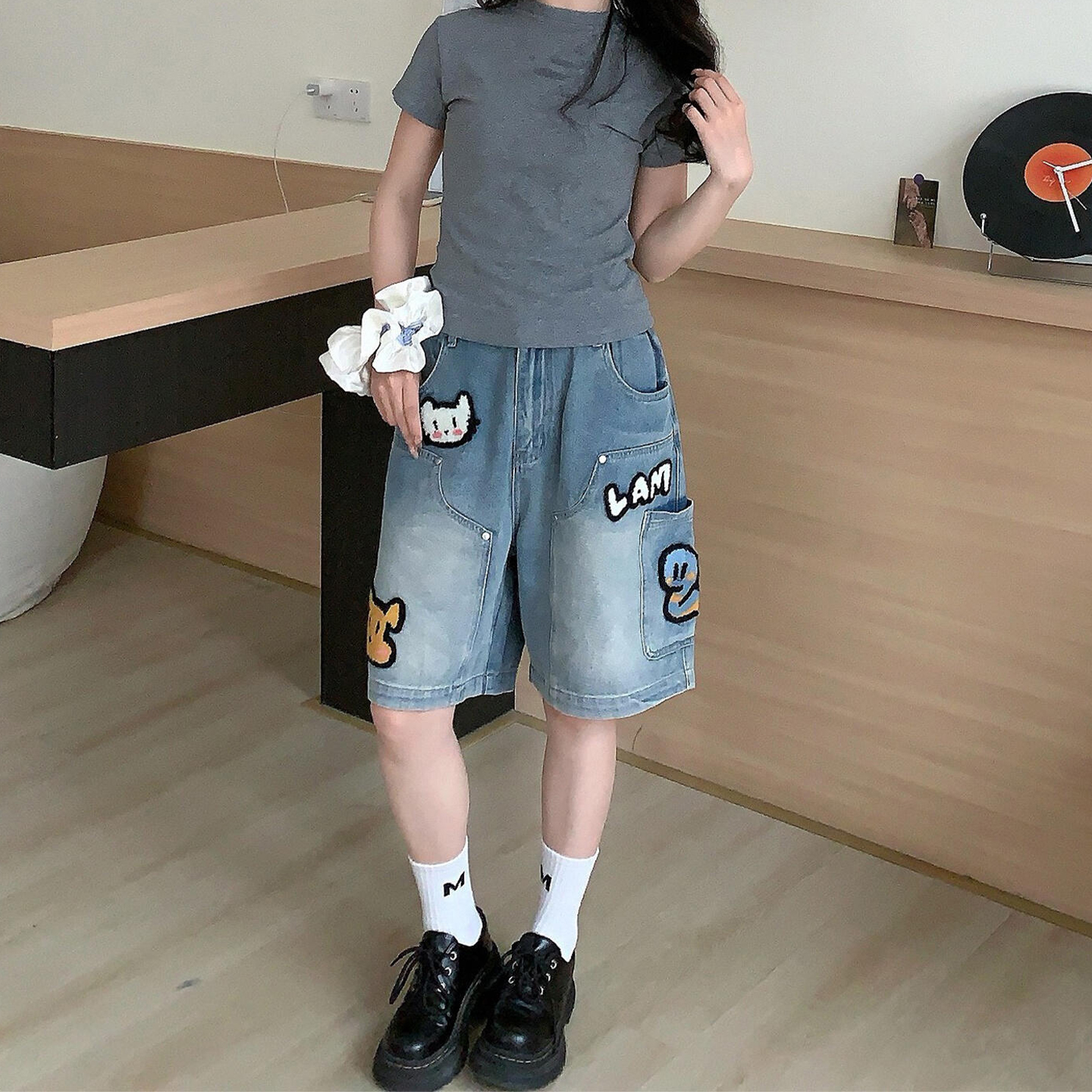 特大码胖mm美式潮牌休闲风裤子女