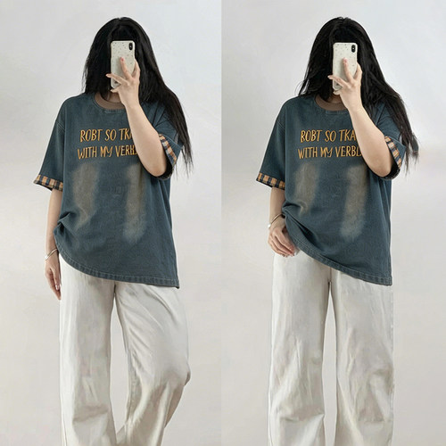 胖mm特大码女装休闲百搭短袖t恤