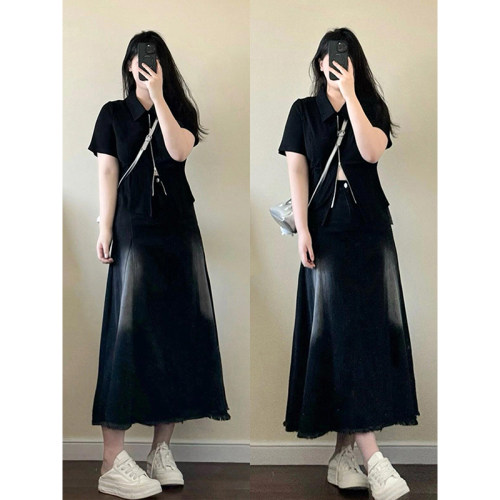 特大码美式复古ins显瘦百搭半裙