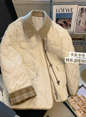 特大码女装胖mm韩系翻领羽绒棉服女春秋新款小众设计感棉袄外套女