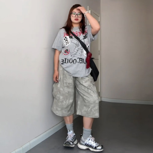 300斤特大码美式高街vibe风短裤