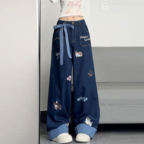 300斤大码女装减龄卡通刺长裤
