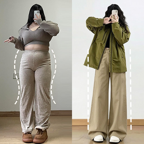 大码胖mm通勤简约不贴腿牛仔裤女
