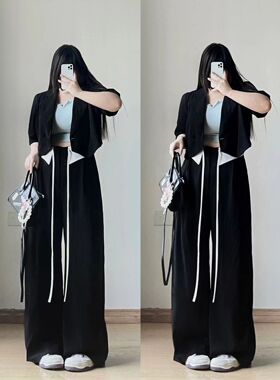 胖mm大码女装西装裤女秋季新款长裤宽松显瘦裤子休闲百搭黑色西裤