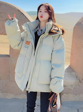 胖mm特大码豆绿色加厚保暖棉服上衣女新款小众设计感学生棉衣外套