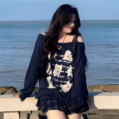 甜酷风斜肩卫衣女胖mm韩系穿搭显瘦遮肉上衣 美式 300斤特大码 女装