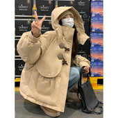 胖mm大码 女装 美拉德羽绒棉服女韩系高级感加厚百搭连帽面包服外套