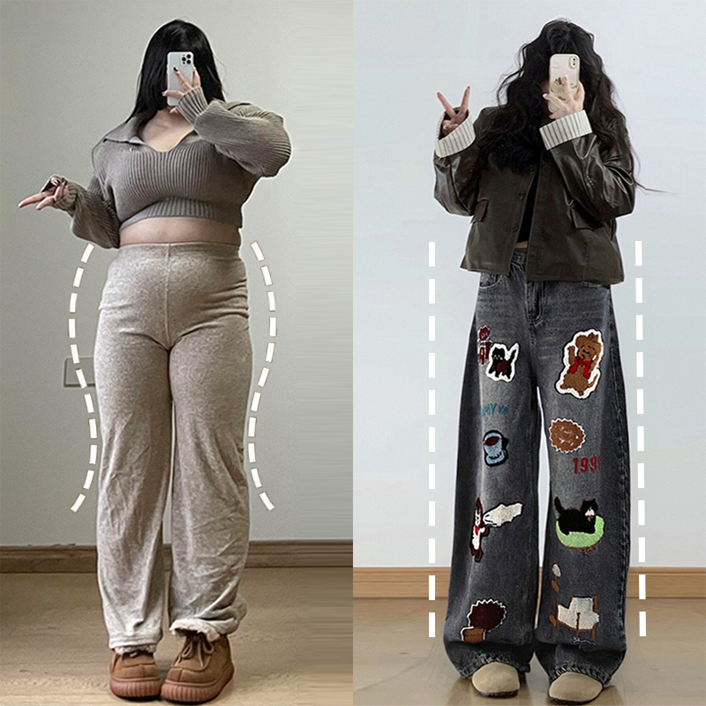 胖mm大码复古时尚宽松牛仔裤女裤