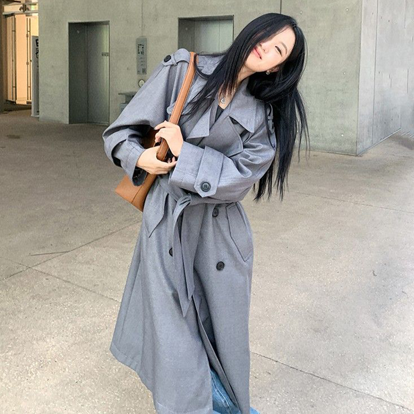 特大码宽松高级感韩系中长款大衣