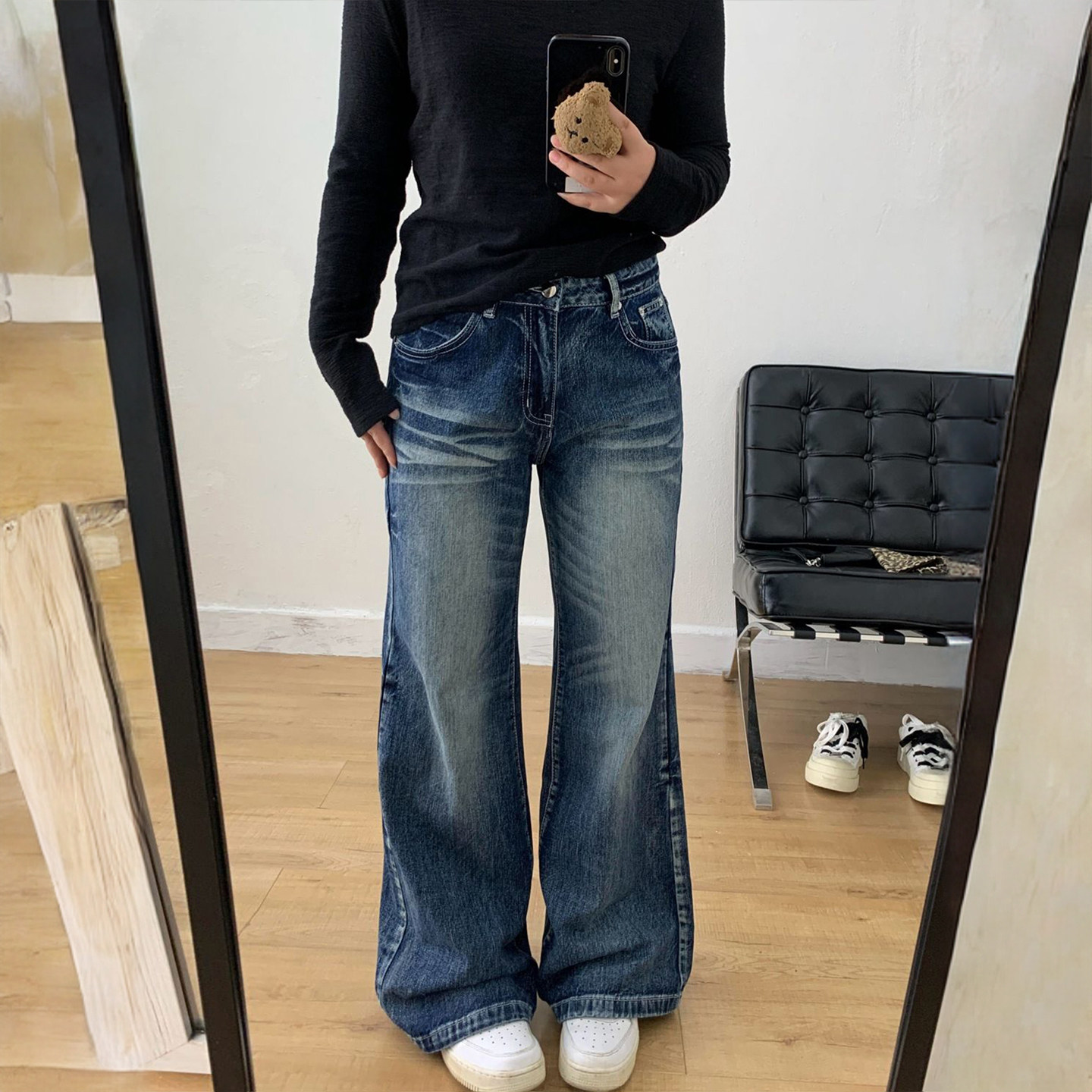 300斤特大码女装美式甜酷风蓝色牛仔裤女胖mm设计感水洗微喇裤子,女装/女士精品,大码裤装,淘宝优惠券,粉丝福利购,淘宝优惠卷