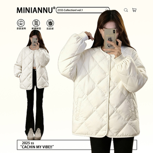 百搭设计感休闲开衫 菱格拼接棉服外套女秋冬新款 外套 女装 胖mm大码