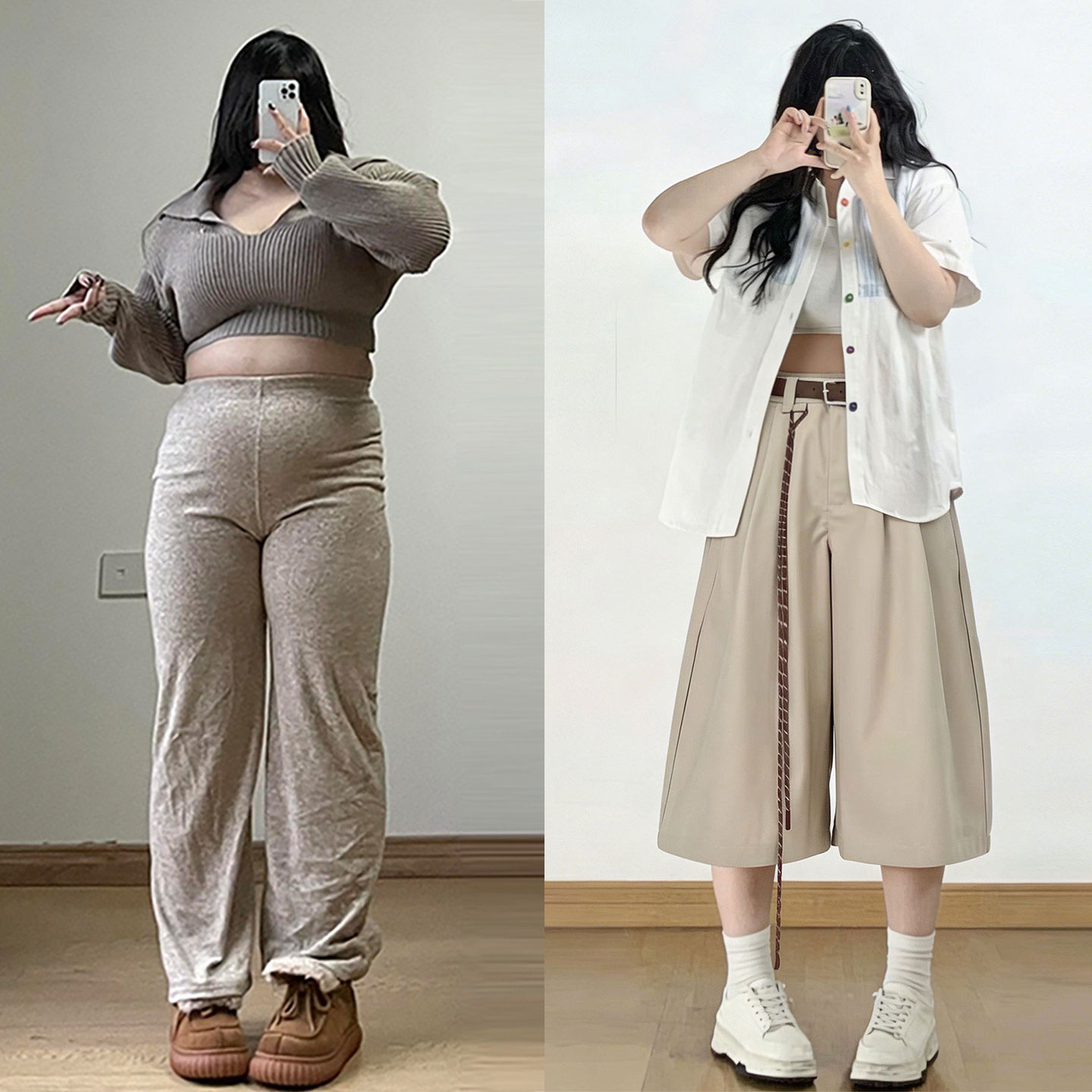 300斤胖mm大码女装卡其色简约阔腿西裤女夏季小个子休闲七分裤子