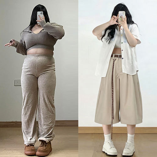 胖mm特大码女装松弛感七分裤子女